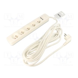 1 pcs x KERG - M02402 - Extension lead, 3x1.5mm2, Sockets: 5, PVC, white, 1.5m, 16A