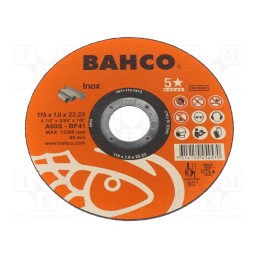 1 pcs x BAHCO - 3911-115-T41-I - Cutting wheel, Ø: 115mm, Øhole: 22.23mm, Disc thick: 1mm, Class: 5*