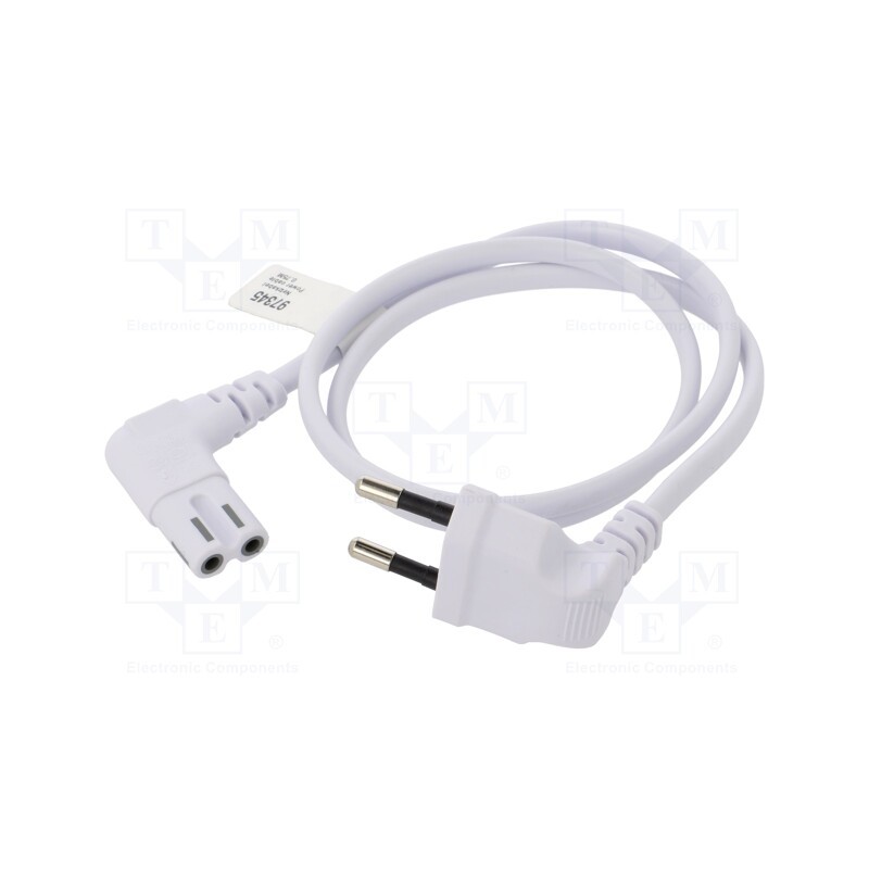 1 pcs x Goobay - 97345 - Cable, CEE 7/16 (C) plug angled,IEC C7 female angled, PVC, 0.7m