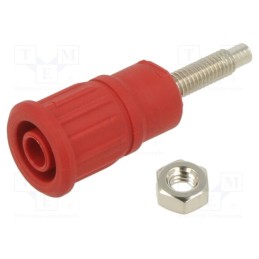 1 pcs x STu00c4UBLI - 49.7092-22 - Socket, 4mm banana, 32A, 1kV, red, nickel plated, on panel