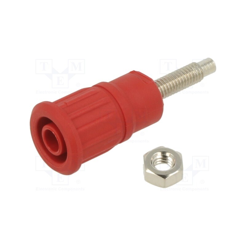 1 pcs x STu00c4UBLI - 49.7092-22 - Socket, 4mm banana, 32A, 1kV, red, nickel plated, on panel