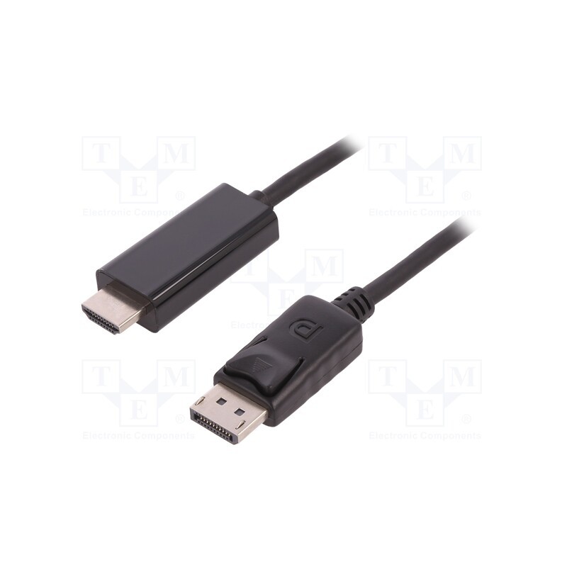 1 pcs x QOLTEC - 50441 - Cable, DisplayPort 1.2, DisplayPort plug,HDMI plug, 2m, black