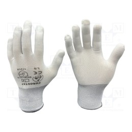 1 set x EUROSTAT GROUP - 51-680-1400B - Protective gloves, ESD, S, Features: dissipative, white, &lt,10MΩ