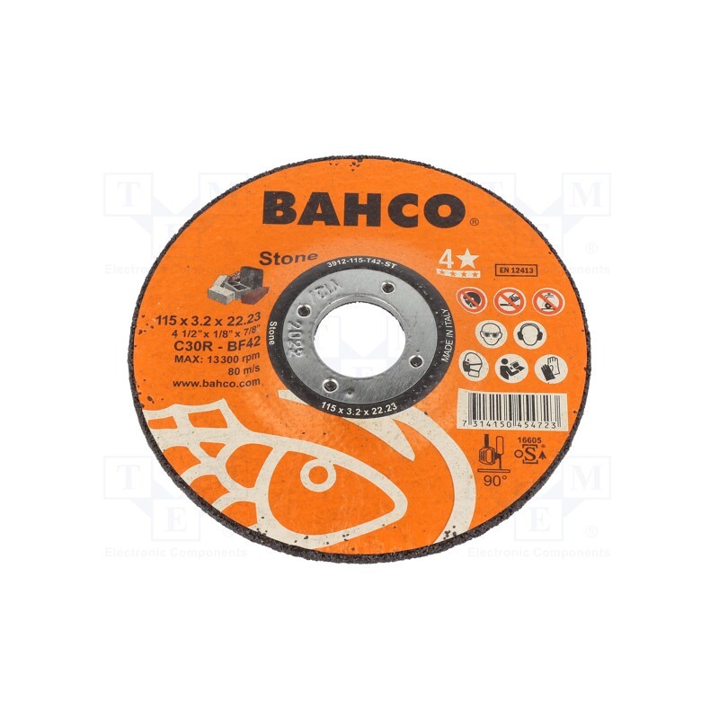 1 pcs x BAHCO - 3912-115-T42-ST - Cutting wheel, Ø: 115mm, Øhole: 22.23mm, Disc thick: 3.2mm