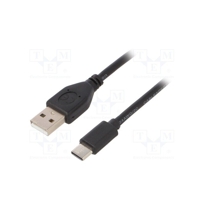 1 pcs x GEMBIRD - CCP-USB2-AMCM-10 - Cable, USB 2.0, USB A plug,USB C plug, gold-plated, 3m, black, PVC