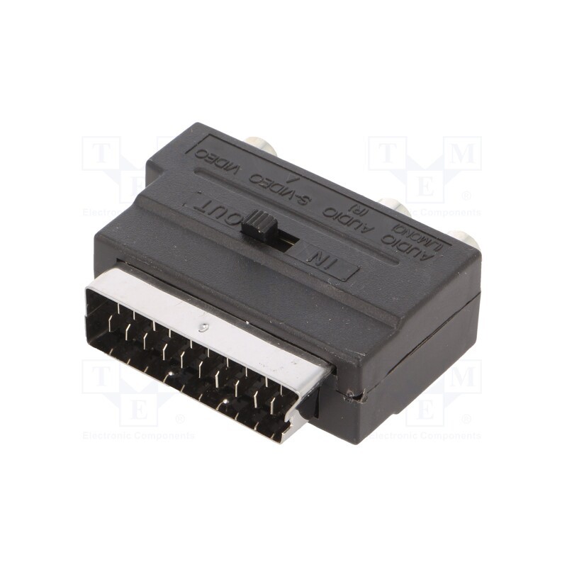 1 pcs x GEMBIRD - CCV-4415 - Adapter, DIN mini 4pin socket,RCA socket x3,SCART plug, black
