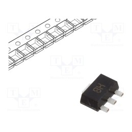10 pcs x DIODES INCORPORATED - BCX56TA - Transistor: NPN, bipolar, 80V, 1A, 1W, SOT89