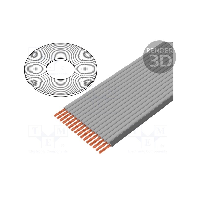 1 rol x 3M - 3754-40 (100FT) - Wire: ribbon, 0.635mm, stranded, Cu, unshielded, grey, 30.5m