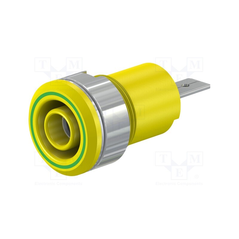 1 pcs x STu00c4UBLI - 23.3070-20 - Socket, 4mm banana, 24A, 1kV, Cutout: Ø12.2mm, yellow-green, brass
