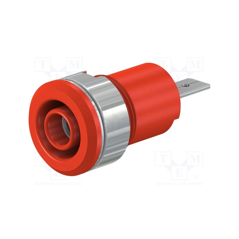 1 pcs x STu00c4UBLI - 23.3070-22 - Socket, 4mm banana, 24A, 1kV, Cutout: Ø12.2mm, red, nickel plated