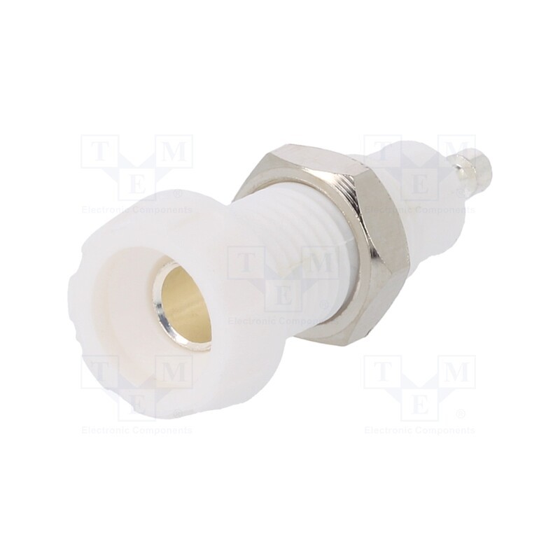 1 pcs x DELTRON - 551-0600 - Socket, 4mm banana, 10A, 50VDC, 28.5mm, white, nickel plated, 10mΩ