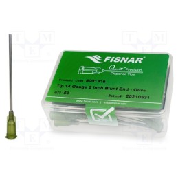 10 pcs x FISNAR - 8001316 - Needle: steel, 2', Size: 14, straight, 1.6mm, Mounting: Luer Lock