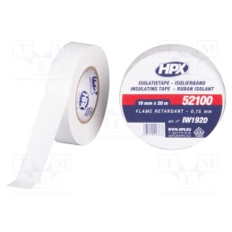 5 rol x HPX - IW1920 - Tape: electrical insulating, W: 19mm, L: 20m, Thk: 0.15mm, white