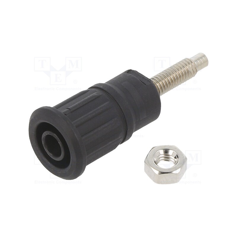 1 pcs x STu00c4UBLI - 49.7092-21 - Socket, 4mm banana, 32A, 1kV, black, nickel plated, on panel