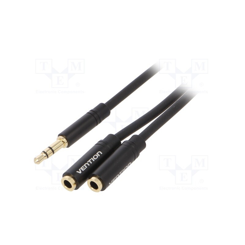 1 pcs x VENTION - BBWBY - Cable, Jack 3.5mm socket x2,Jack 3.5mm plug, black