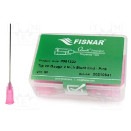 10 pcs x FISNAR - 8001322 - Needle: steel, 2', Size: 20, straight, 0.58mm, Mounting: Luer Lock