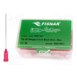 10 pcs x FISNAR - 8001327 - Needle: steel, 2', Size: 25, straight, 250um, Mounting: Luer Lock