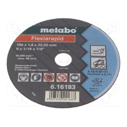 1 pcs x METABO - 616183000 - Cutting wheel, Ø: 150mm, Øhole: 22.23mm, Disc thick: 1.6mm