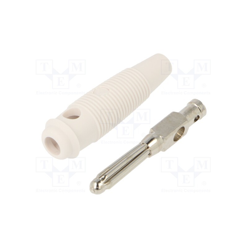 1 pcs x HIRSCHMANN T&M - BUELA 30 K WH - Plug, 4mm banana, 30A, 60VDC, white, 3mΩ, 2.5mm2, nickel plated