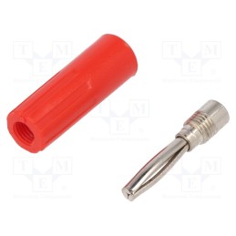 1 pcs x DELTRON - 557-0500 - Plug, 4mm banana, 10A, 50VDC, red, non-insulated, for cable, 3.5mm2