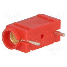 1 pcs x DELTRON - 571-0500 - Socket, 4mm banana, 10A, 250VDC, red, silver plated, PCB, insulated