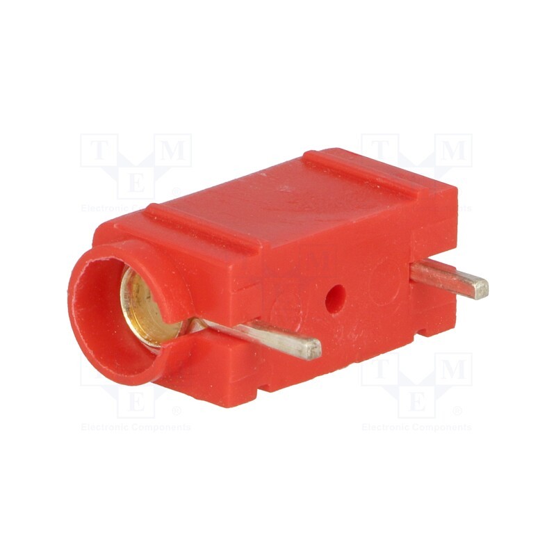 1 pcs x DELTRON - 571-0500 - Socket, 4mm banana, 10A, 250VDC, red, silver plated, PCB, insulated