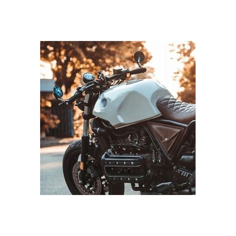 Round ATV cross mirrors with CNC handlebars