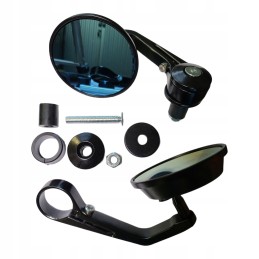 Round ATV cross mirrors with CNC handlebars