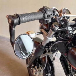 Round ATV cross mirrors with CNC handlebars