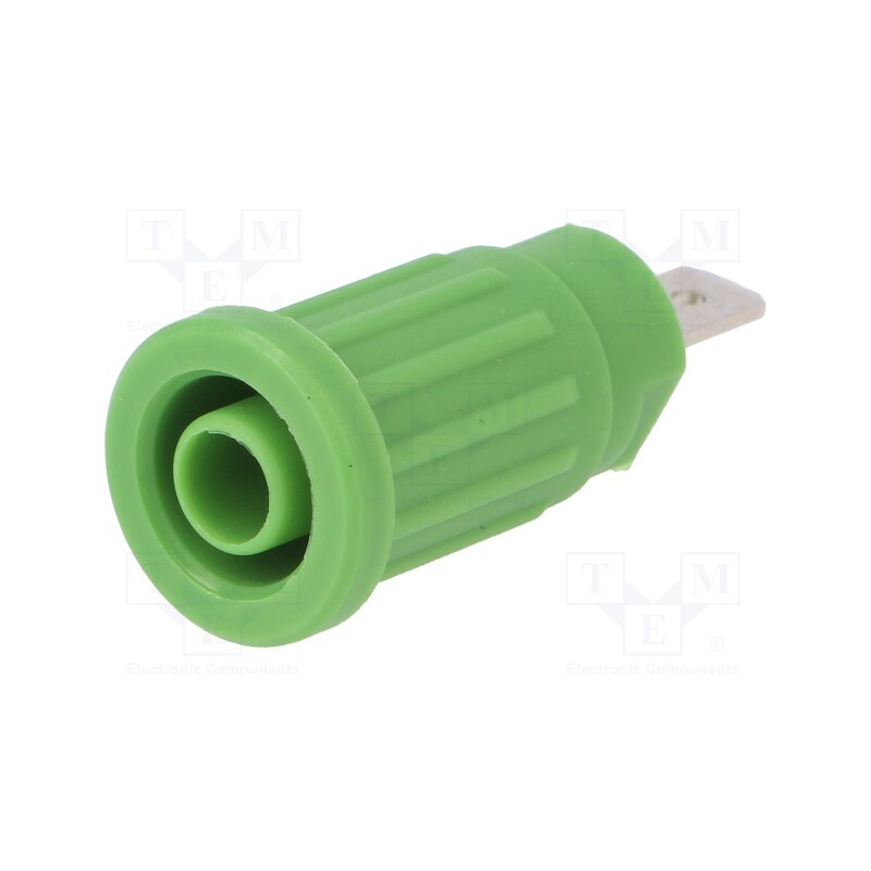 1 pcs x SCHu00dcTZINGER - SEPB 6451 NI / GN - Socket, 4mm banana, 24A, 1kV, green, nickel plated, 34mm, 5mΩ