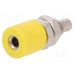 1 pcs x SCHu00dcTZINGER - IBU 2011 NI / GE - Socket, 2mm banana, 10A, 33VAC, 70VDC, yellow, soldered, insulated