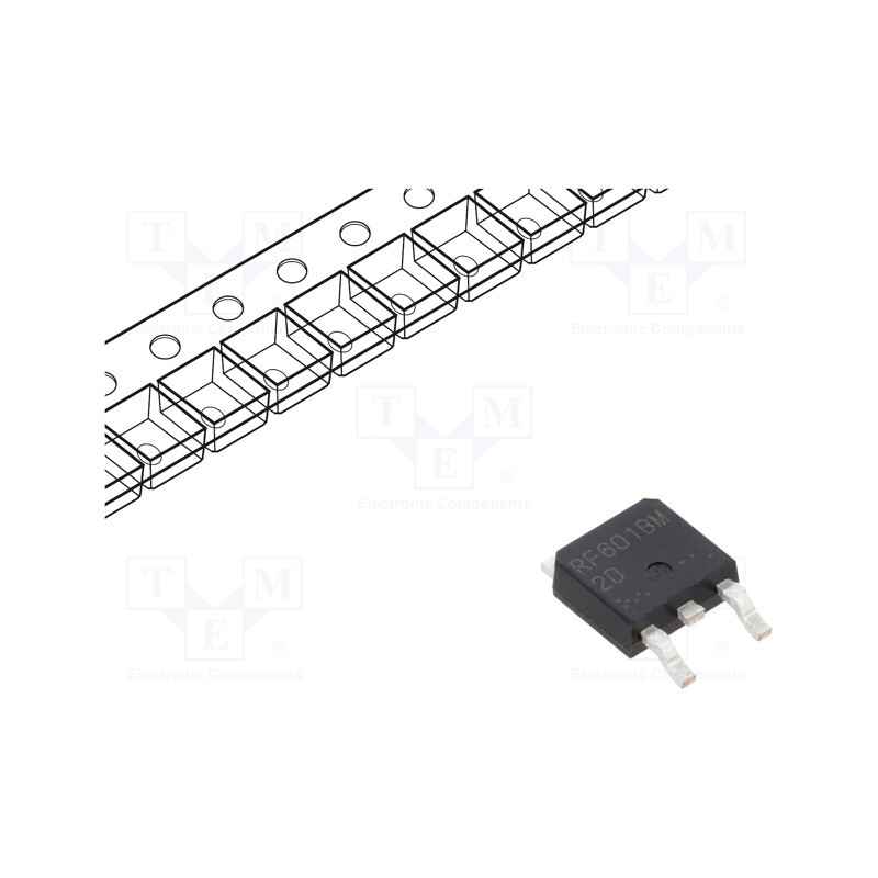 1 pcs x ROHM SEMICONDUCTOR - RF601BM2DTL - Diode: rectifying, SMD, 200V, 6A, 25ns, DPAK, Ufmax: 0.93V, Ifsm: 60A