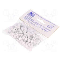 1 pcg x PAWBOL - H.7016A -100 -AS - Holder, white, for flat cable,SMYp 2x0,75, 100pcs, with a nail
