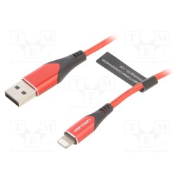 1 pcs x VENTION - LABRG - Cable, USB 2.0, Apple Lightning plug,USB A plug, 1.5m, red, 2.4A