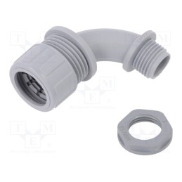 1 pcs x HELLERMANNTYTON - 166-40801 - 90° angled connector, Thread: metric,non-swivel,outside