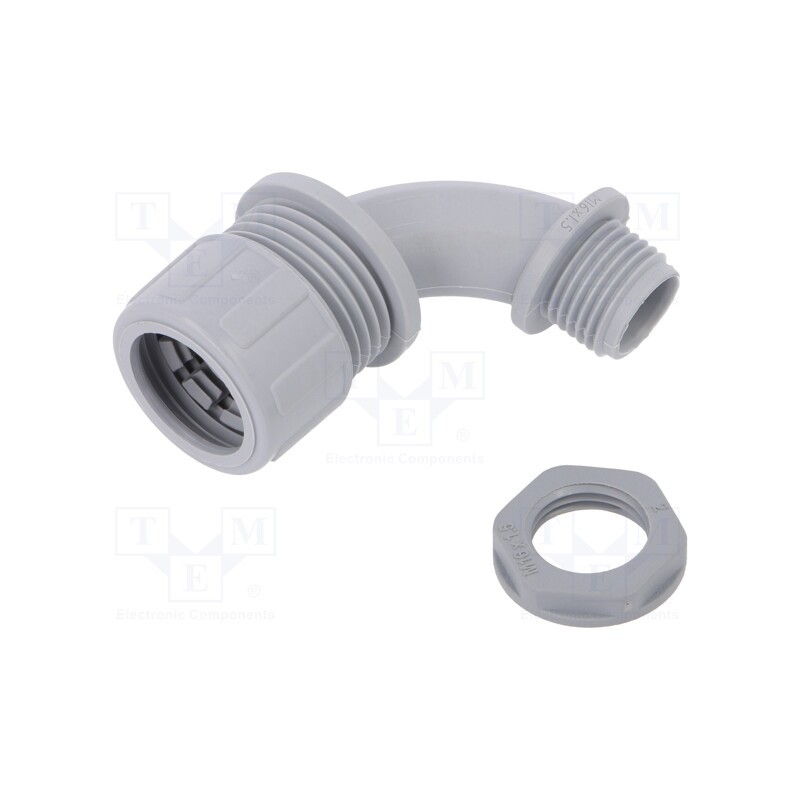 1 pcs x HELLERMANNTYTON - 166-40801 - 90° angled connector, Thread: metric,non-swivel,outside
