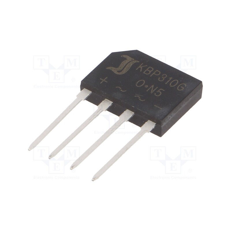 5 pcs x DIOTEC SEMICONDUCTOR - KBP310G - Bridge rectifier: single-phase, Urmax: 1kV, If: 3A, Ifsm: 65A, flat