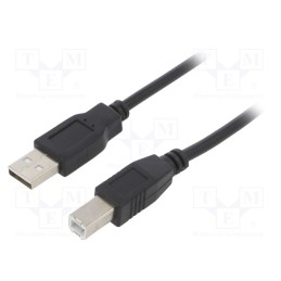 1 pcs x AKYGA - AK-USB-12 - Cable, USB 2.0, USB A plug,USB B plug, nickel plated, 3m, black