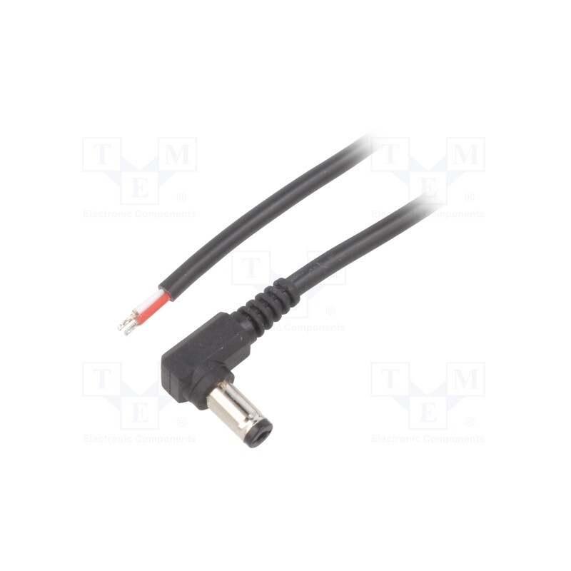 1 pcs x BQ CABLE - DC.CAB.4201.0200 - Cable, 2x0.5mm2, wires,DC 5,5/2,1 plug, angled, black, 2m, Core: Cu