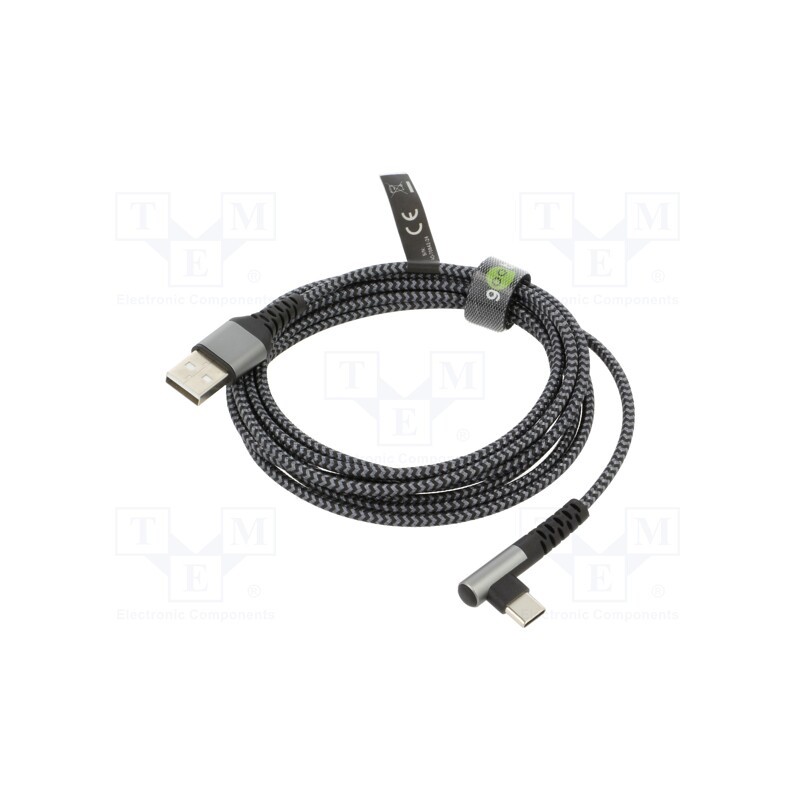 1 pcs x Goobay - 64657 - Cable, USB 2.0, USB A plug,USB C angled plug, 2m, 480Mbps