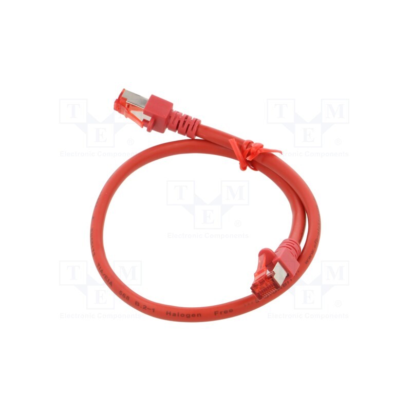 1 pcs x HELUKABEL - 802991 - Patch cord, S/FTP, 6, stranded, Cu, LSZH, red, 0.5m, 27AWG