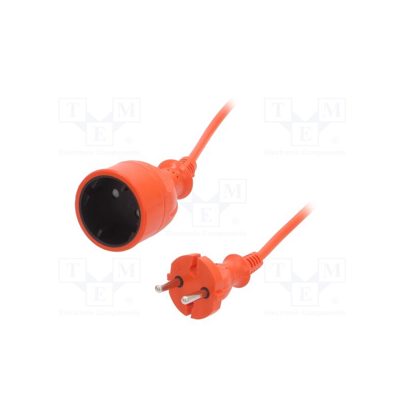 1 pcs x KEL - W-01527 - Extension lead, 2x1mm2, Sockets: 1, PVC, orange, 15m, 10A