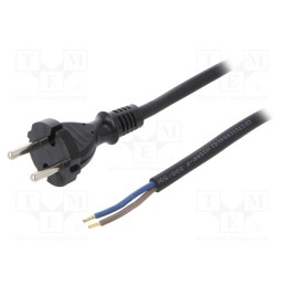 1 pcs x PLASTROL - W-97193 - Cable, 2x1.5mm2, CEE 7/17 (C) plug,wires, rubber, 3m, black, 16A