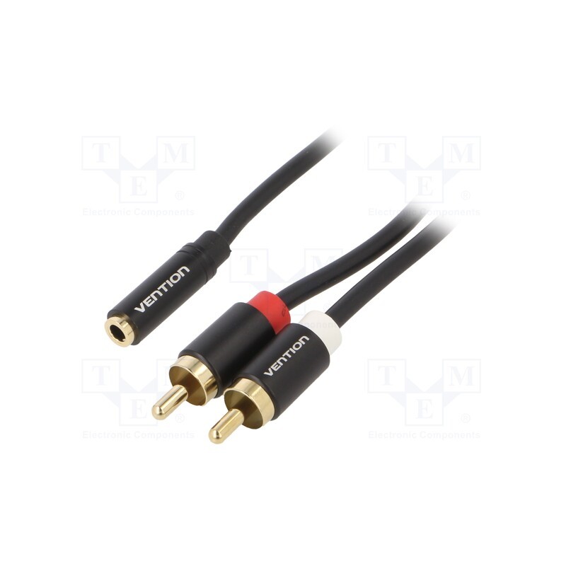 1 pcs x VENTION - VAB-R01-B200 - Cable, Jack 3.5mm socket,RCA plug x2, 2m, Plating: gold-plated