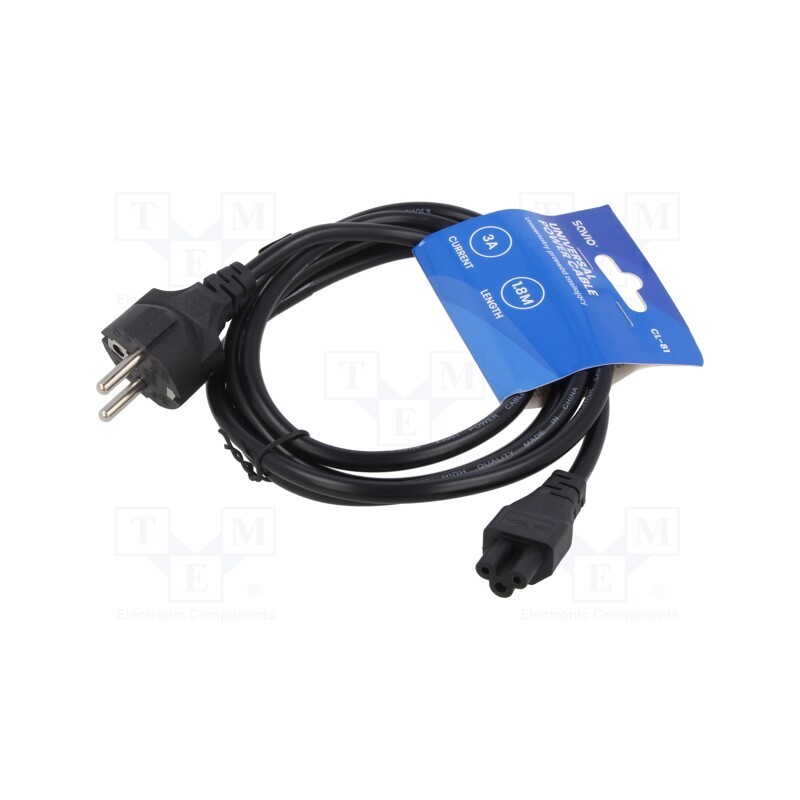 1 pcs x SAVIO - SAVKABELCL-81 - Cable, 3x0.75mm2, CEE 7/7 (E/F) plug,IEC C5 female, PVC, 1.8m