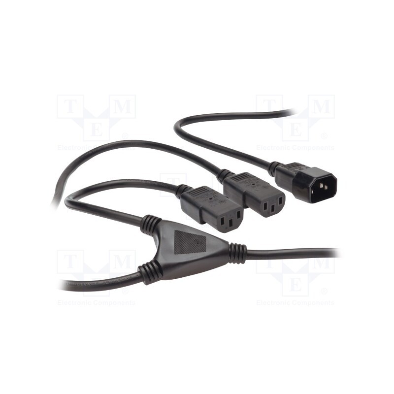 1 pcs x DIGITUS - AK-440400-017-S - Cable, IEC C13 female x2,IEC C14 male, 1.7m, black, 10A, 250V