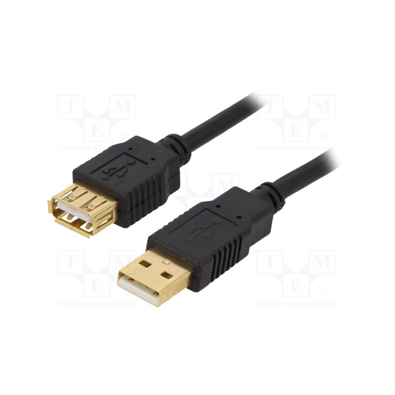 1 pcs x BQ CABLE - CAB-USBAAF/5G-BK - Cable, USB 2.0, USB A socket,USB A plug, gold-plated, 5m, black