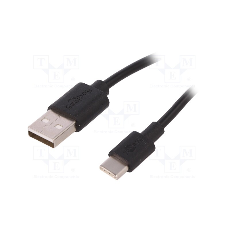 1 pcs x Goobay - 59124 - Cable, USB 2.0, USB A plug,USB C plug, 3m, black, Core: Cu, 480Mbps