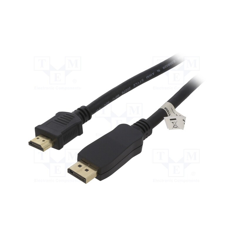 1 pcs x Goobay - 51958 - Cable, DisplayPort 1.1, DisplayPort plug,HDMI plug, PVC, 3m