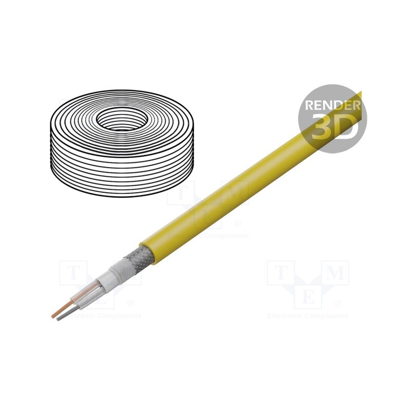 1 m x TASKER - C128 YELLOW - Wire: microphone cable, 2x0.35mm2, yellow, OFC, -15÷70°C, PVC